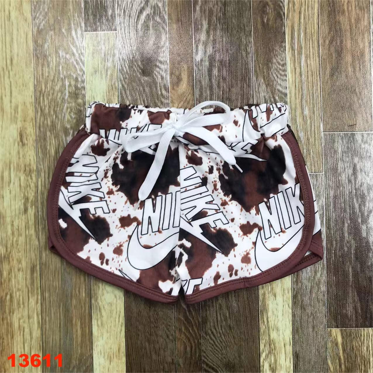 Black & Brown Cow Hide Swoosh Shorts