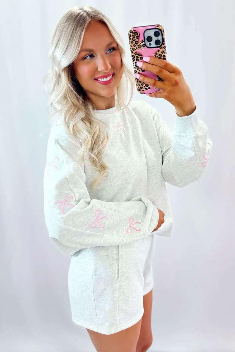 Women’s Embroidered Bow Sweater & Shorts