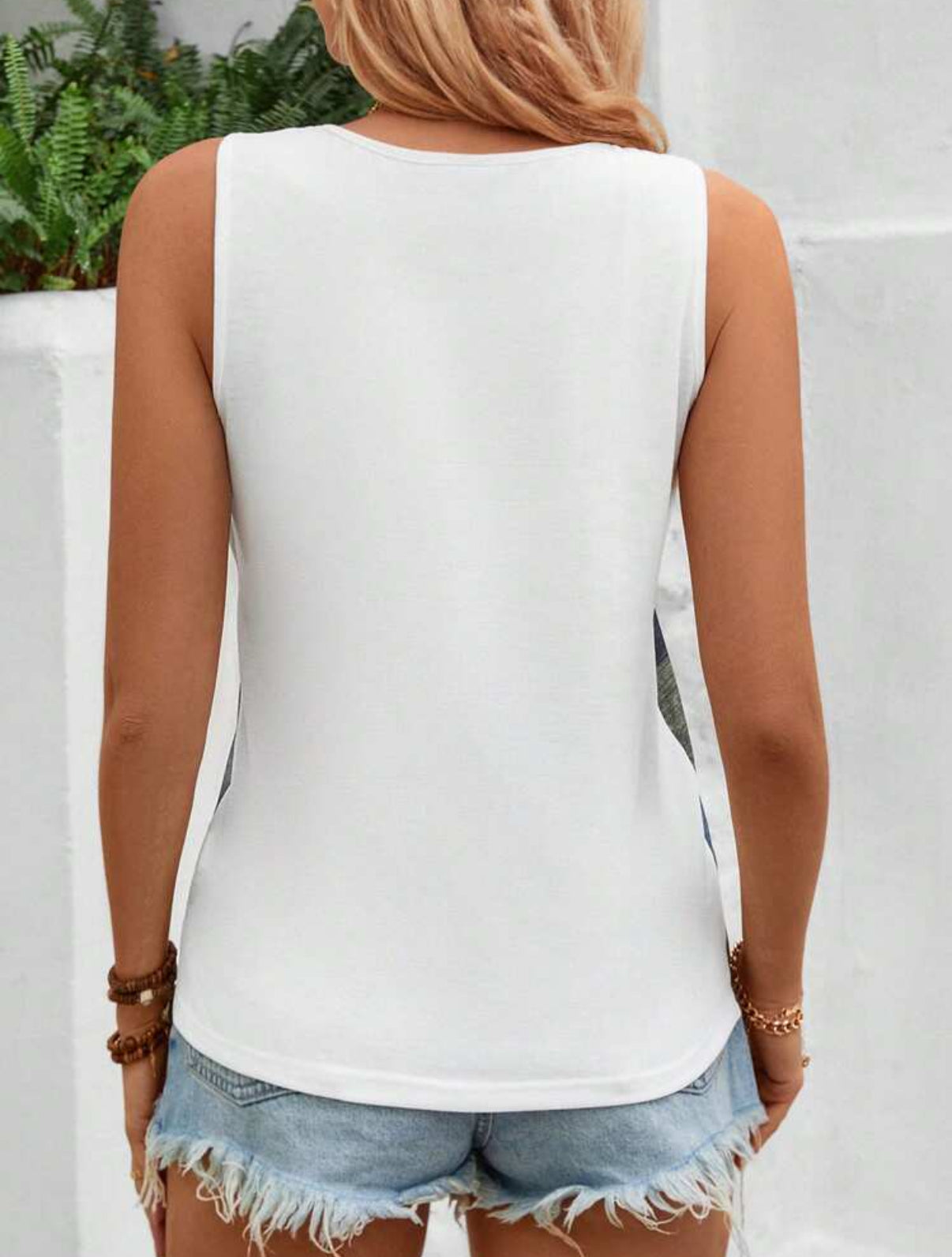 Striped Tank With Button Detail