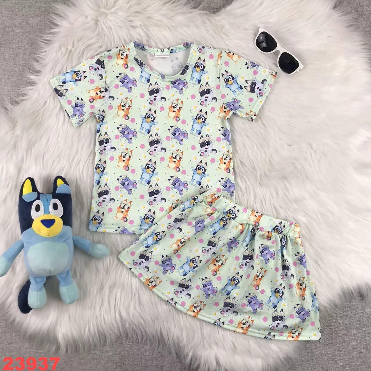 Blue Dog Top & Skirt w/ Built In Bikers