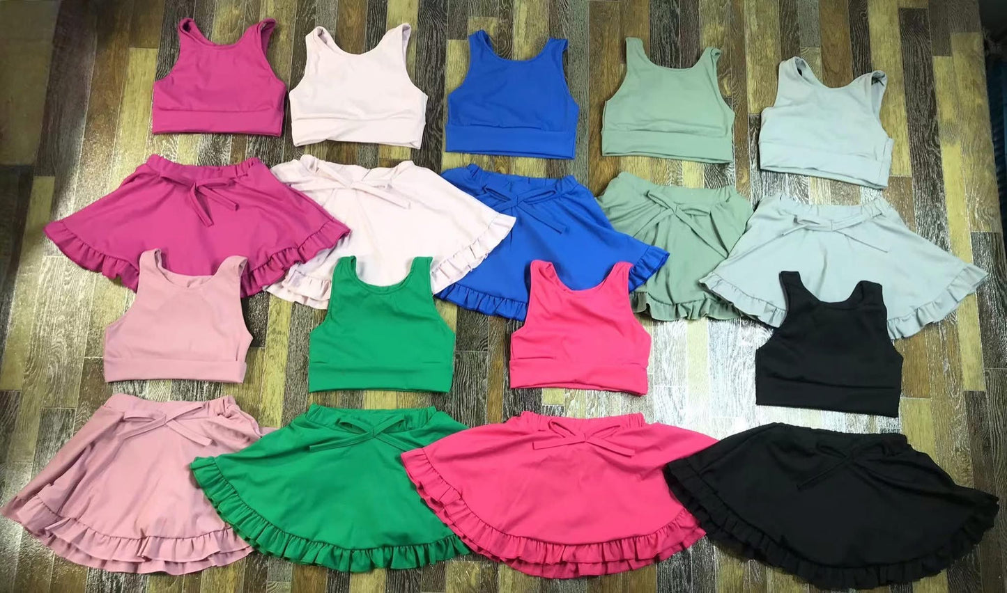 Hot Pink Yoga Crop & Skirt Set