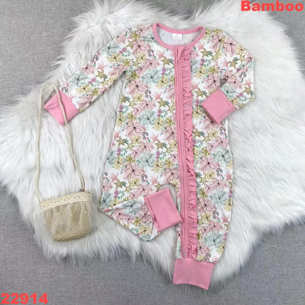 Ruffle Floral Bamboo Zippie