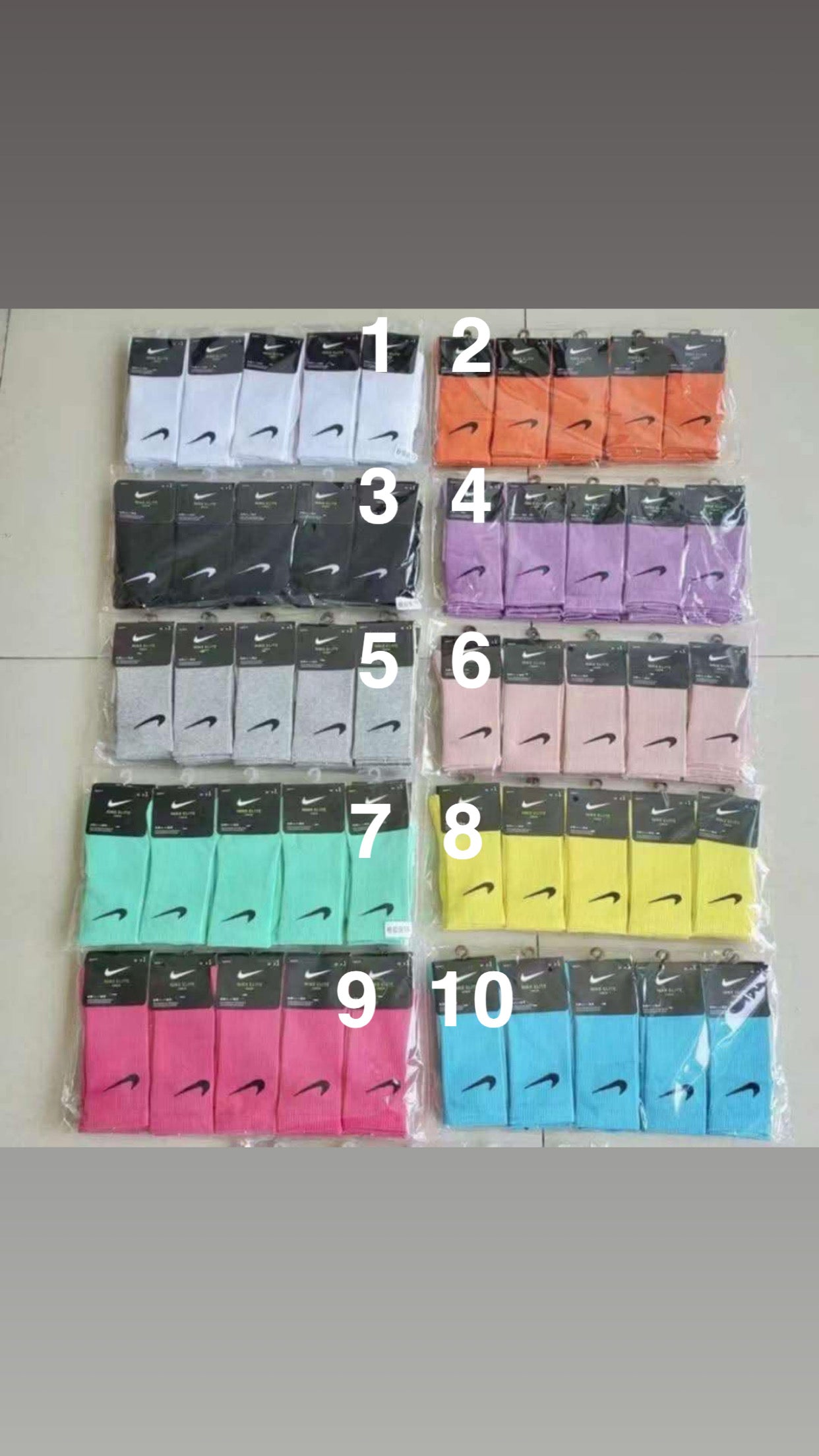 10 Pairs Adult N I K E Athletic Socks