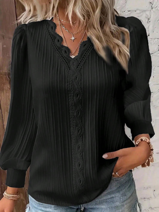 Plus- Black Patterned Top