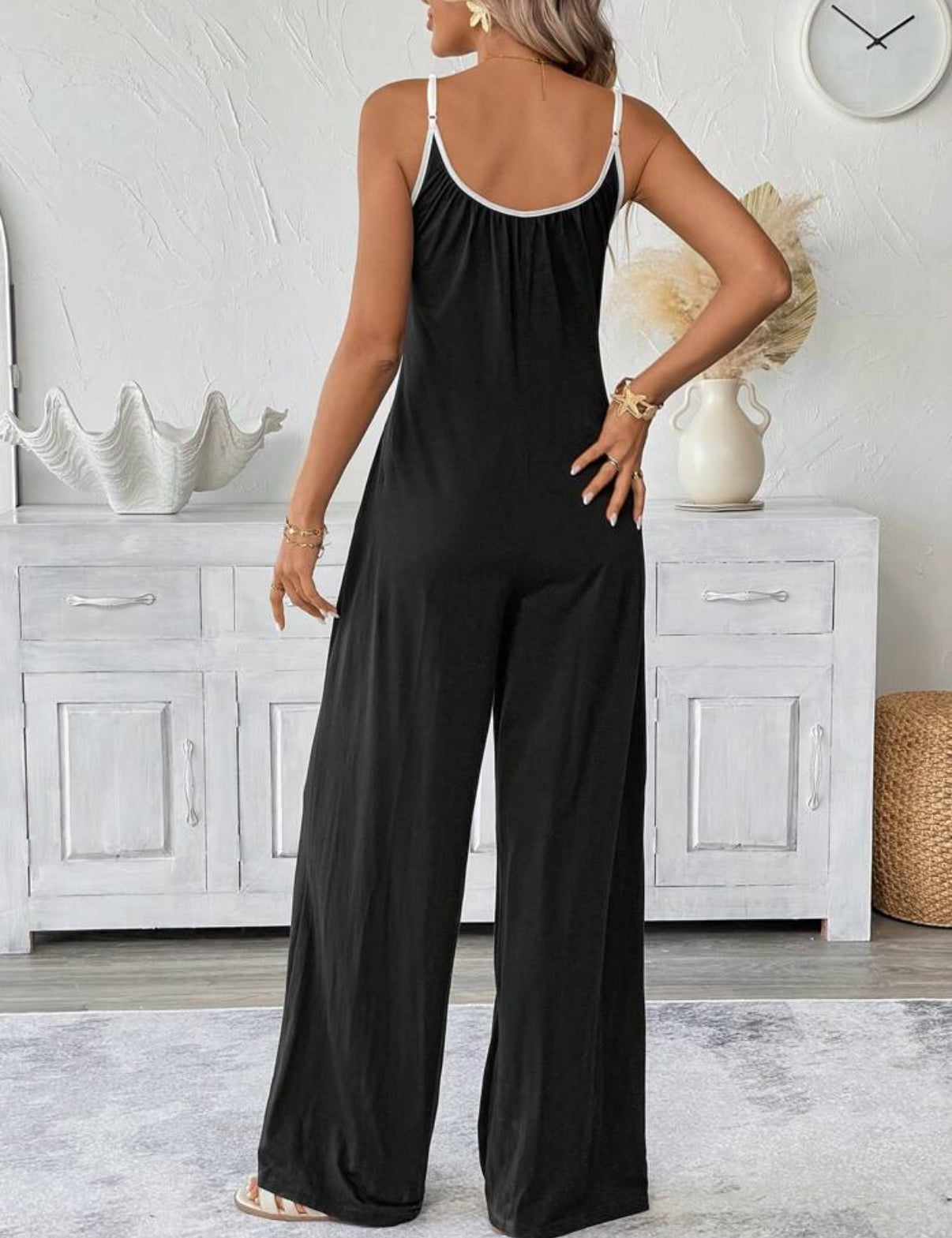 Black with White Detail Romper