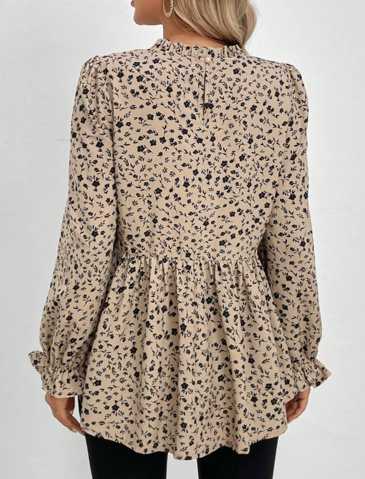 Black Floral Peplum Top