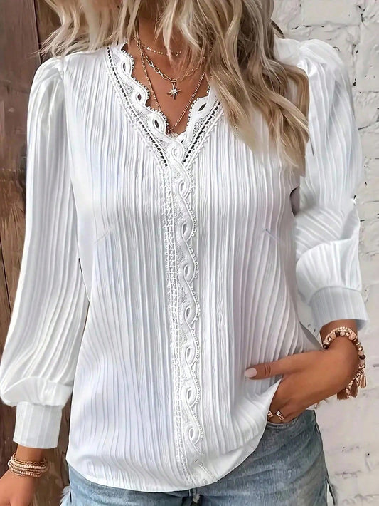 Plus- White Patterned Top