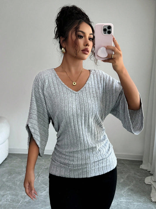 Grey Bell Sleeve Top