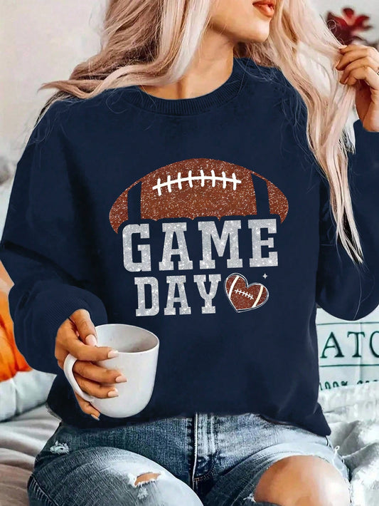 Navy Blue Game Day Long Sleeve Top