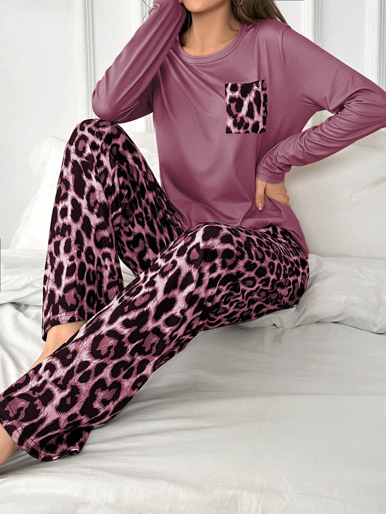 Pink Cozy Leopard Lounge Set