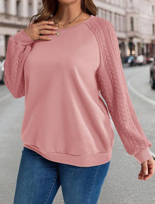 Plus Size Top w/ Sweater Sleeve Detail