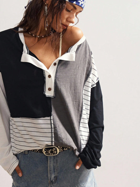 Patterned Long Sleeve Top