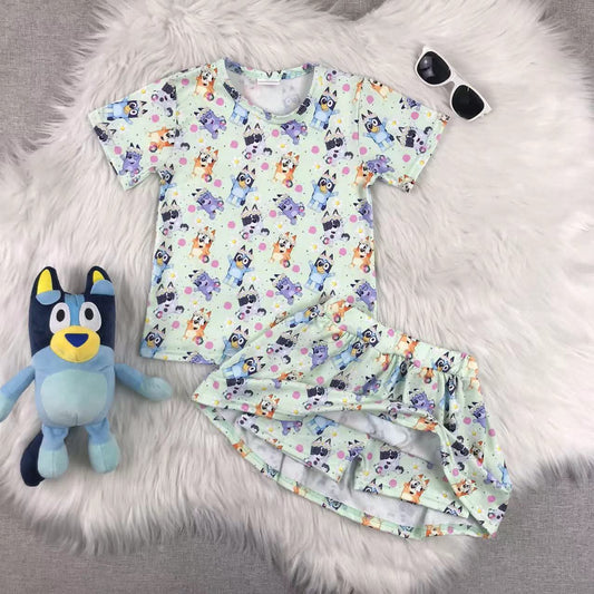 Blue Dog Top & Skirt w/ Built In Bikers
