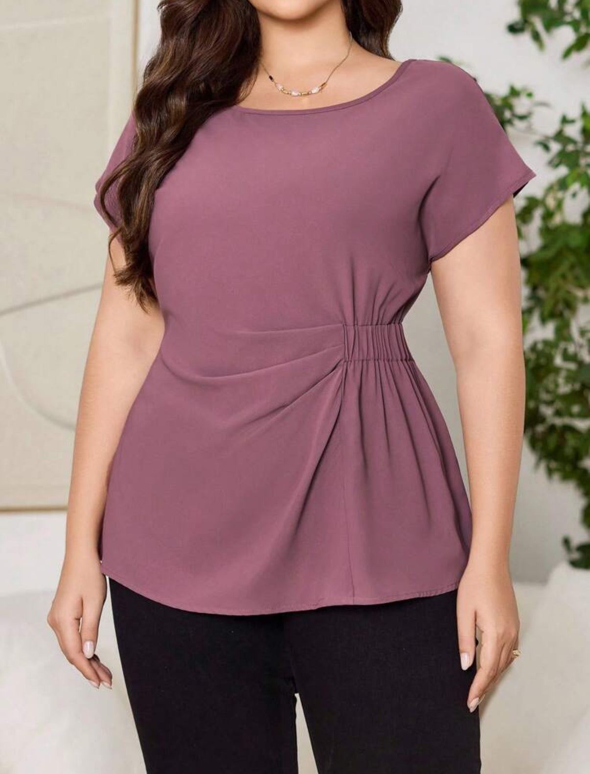 Plus Size Solid Pink Top