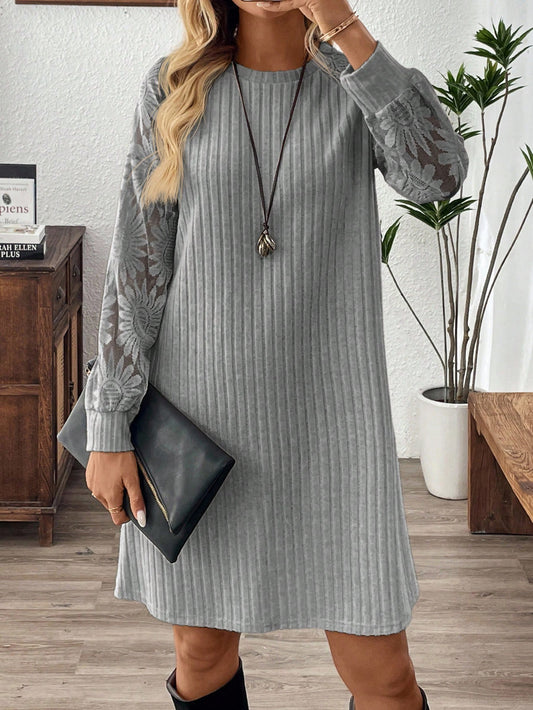 Grey Dress w/ Lace Sleeves