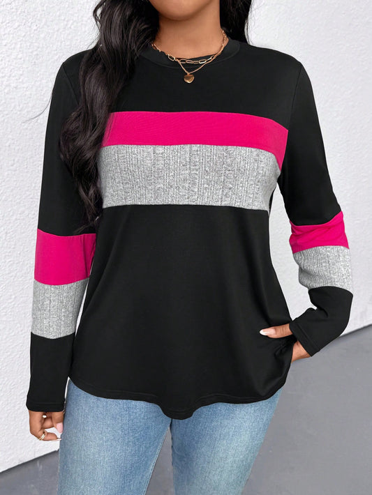 Plus Size Pink/Black/Grey Top