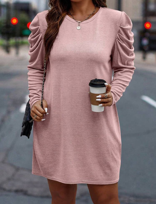 Plus Size Pink Ruffle Sleeve Dress