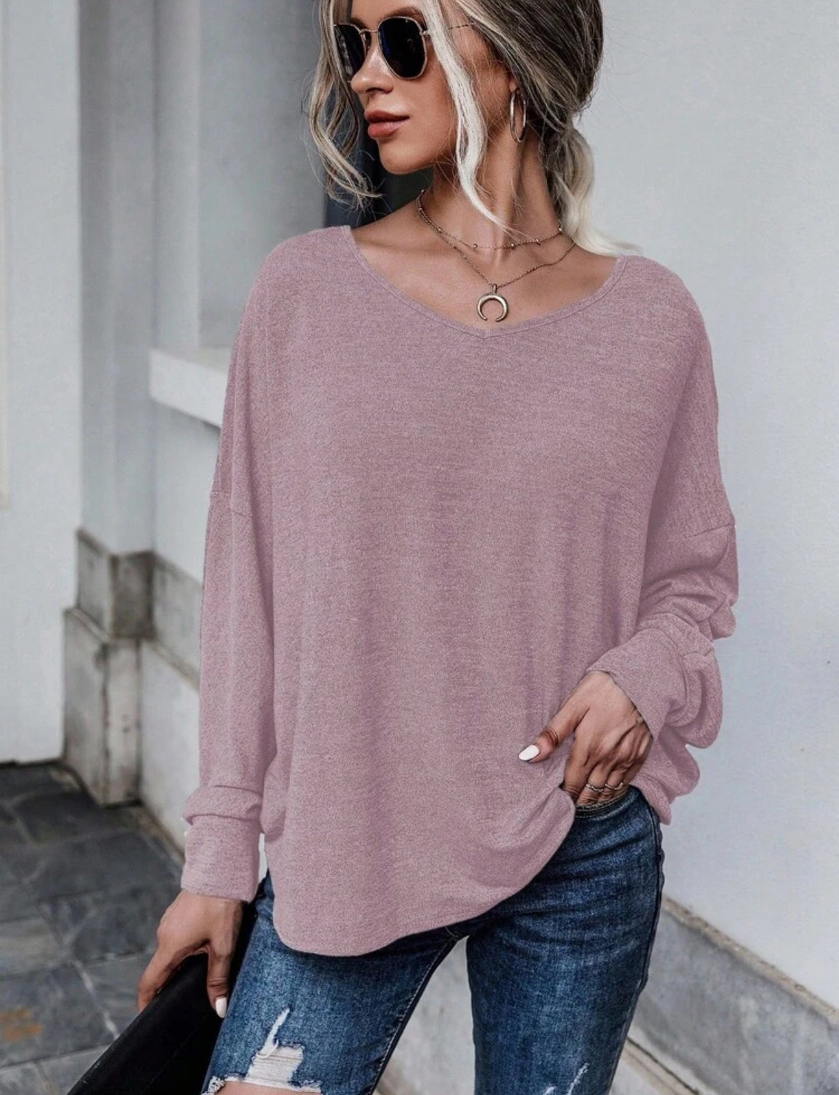 Lilac Oversized Top W/ Back Detail
