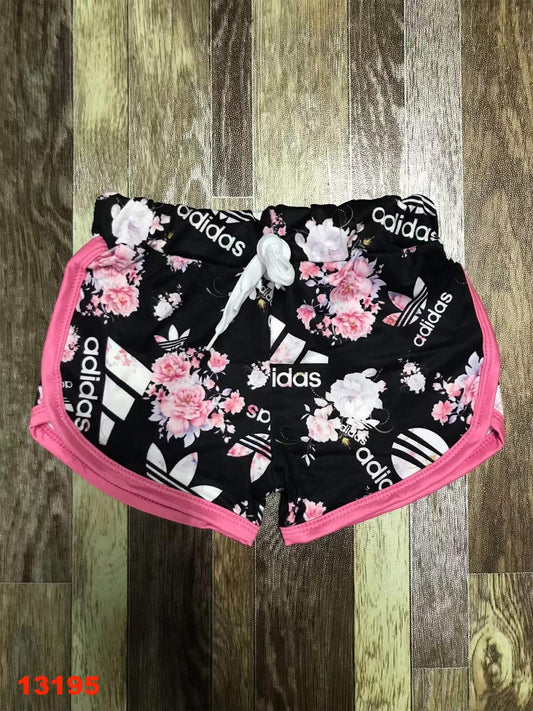 Black & Pink Floral Das Shorts