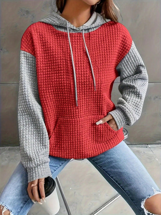 Color Block Waffle Hoodie