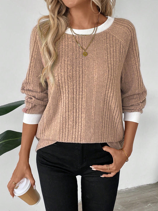 Tan Top with White Detail