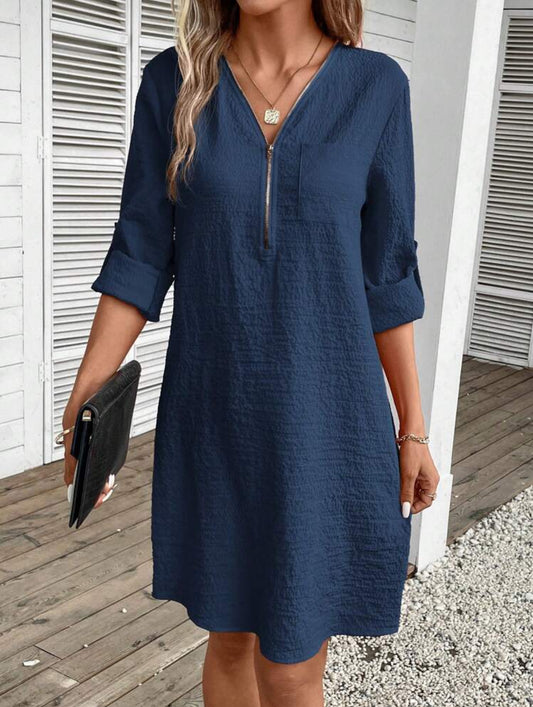 Blue Dress With Zipper Detail