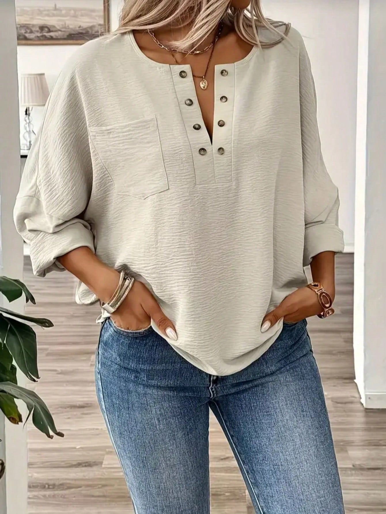 Plus Size Cream Top