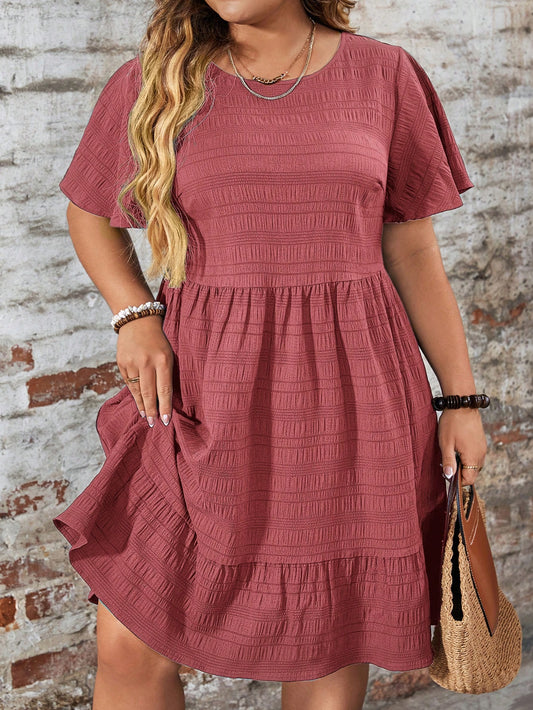 Plus- Solid Pink Dress