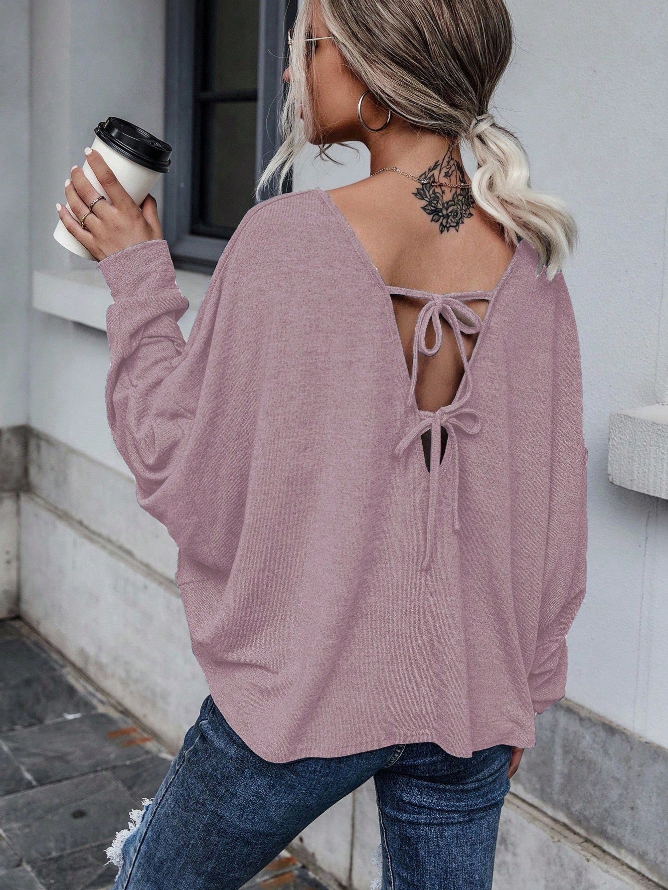 Lilac Oversized Top W/ Back Detail