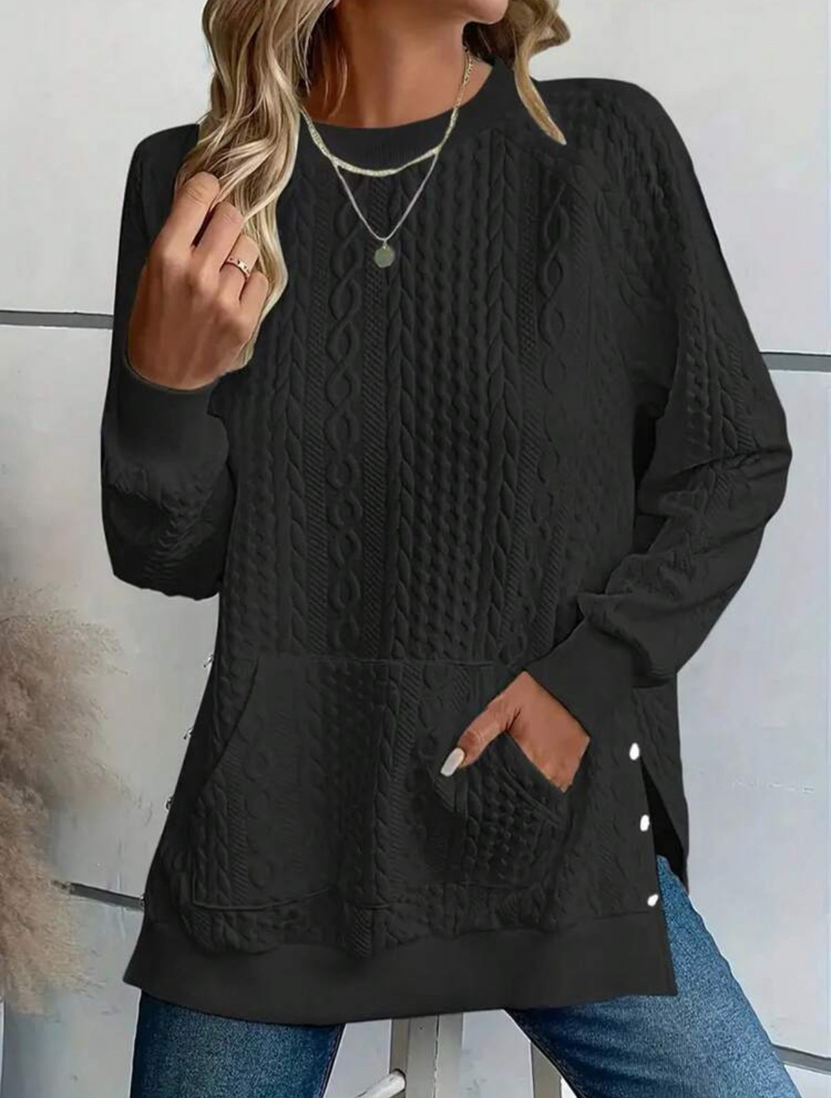 Black Oversized Sweater Top