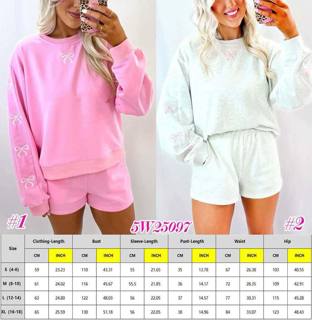 Women’s Embroidered Bow Sweater & Shorts