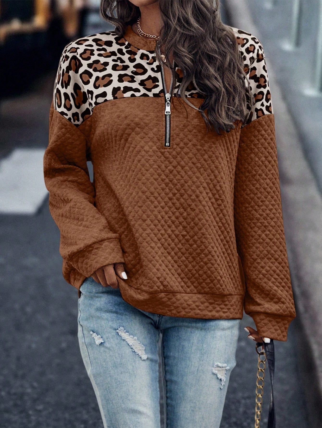 Mocha Leopard 3/4 Zip