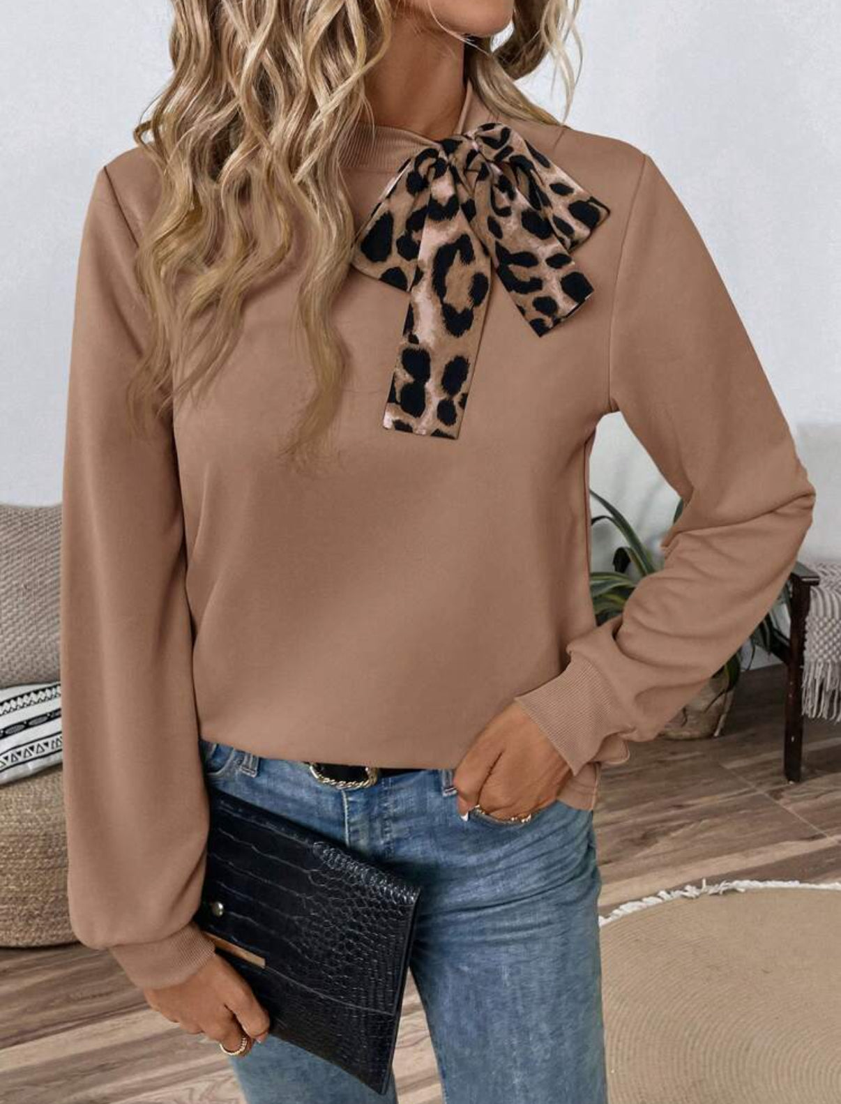 Leopard Bow Detail Top - Multiple Color Options