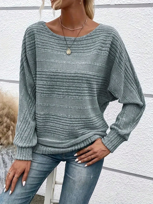 Plus Size Grey Stripe Sweater