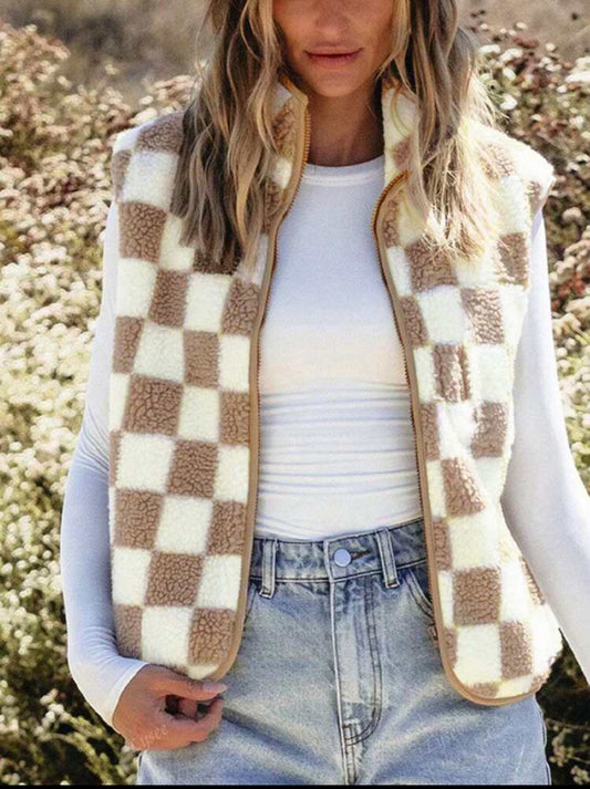 Tan Checkered Vest
