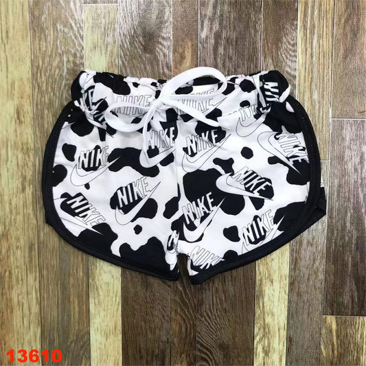 Black Cow Hide Swoosh Shorts