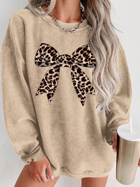 Plus Size Tan Leopard Bow Top