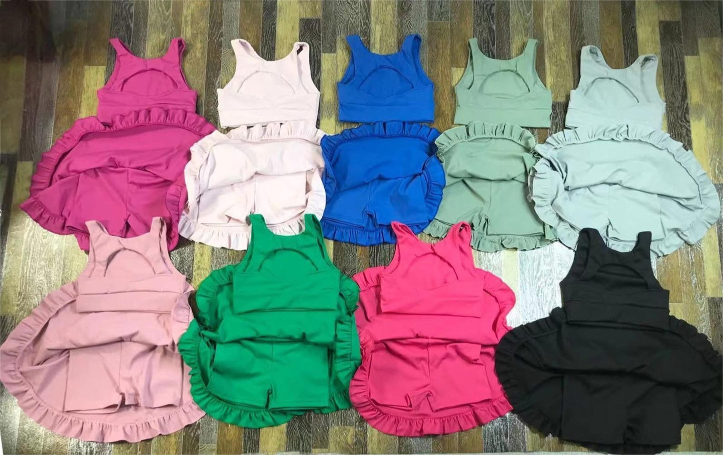 Hot Pink Yoga Crop & Skirt Set