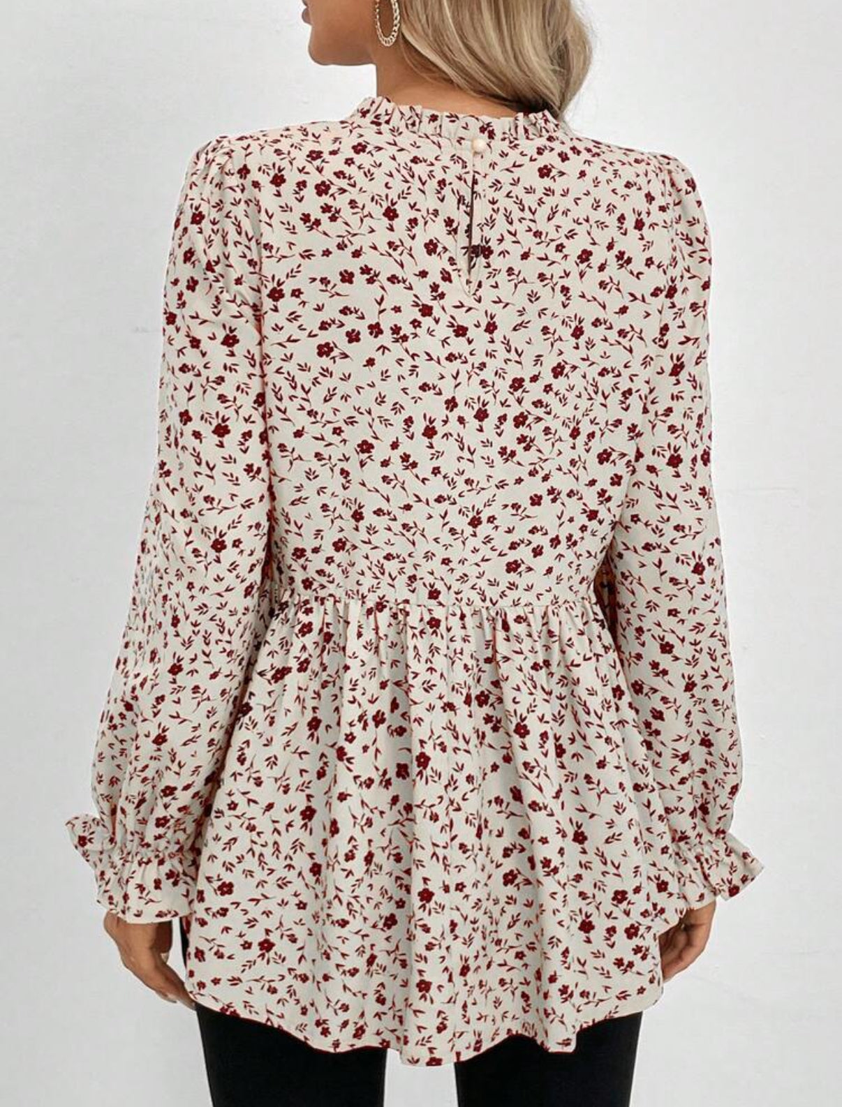 Red Floral Peplum Top