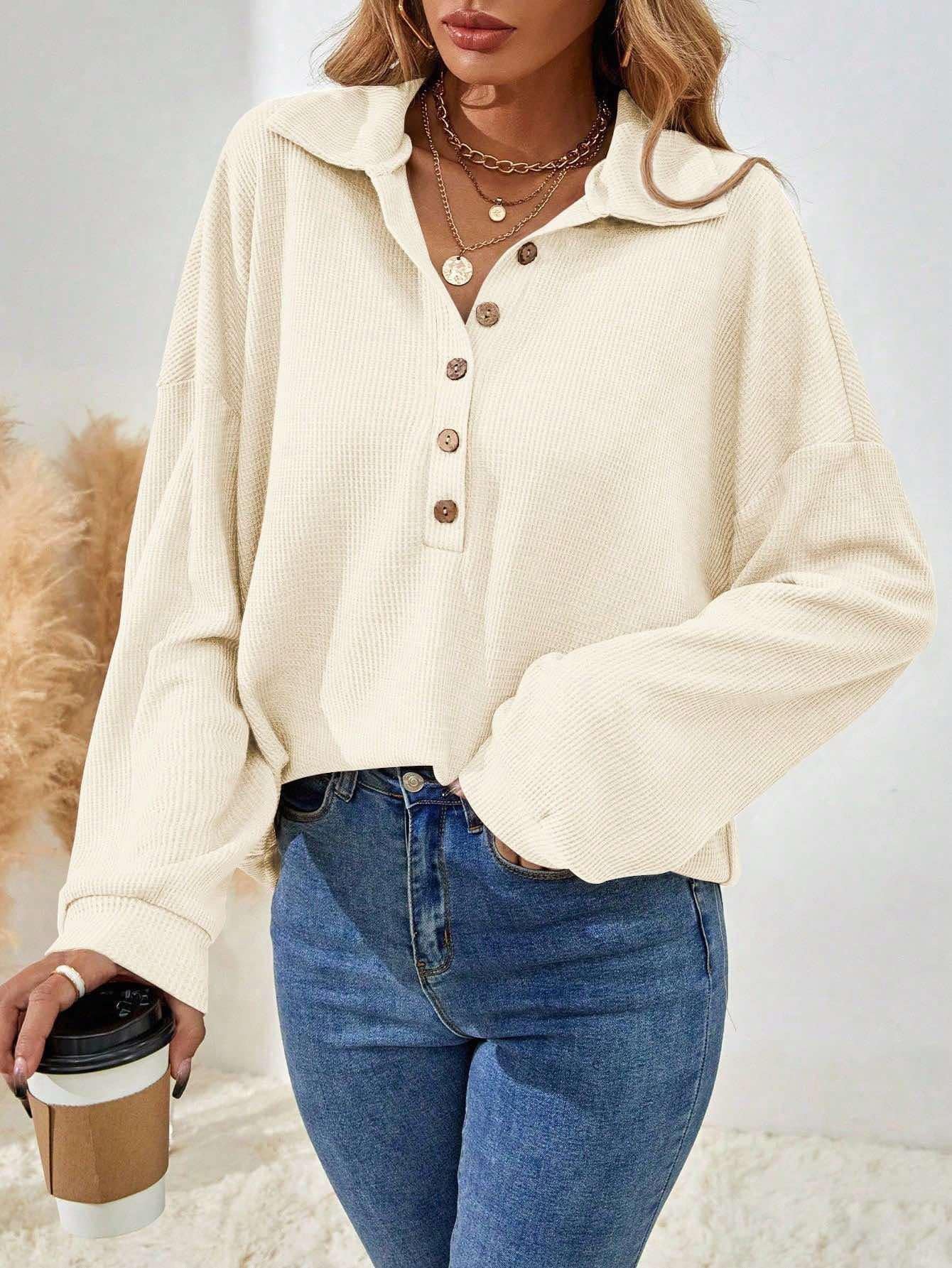 Cream Button Top
