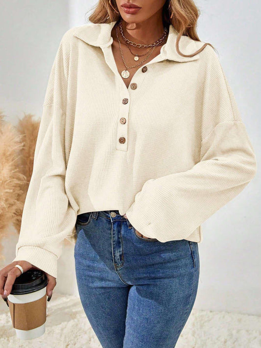 Cream Button Top