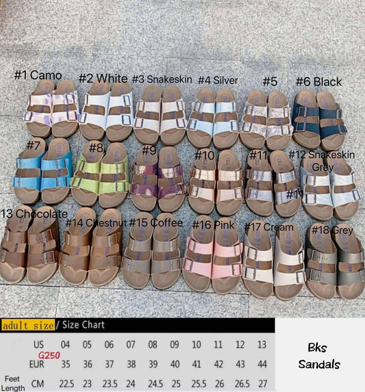 Women’s Birk Slide On Sandals-Print & Iridescent (Colors 12-18)