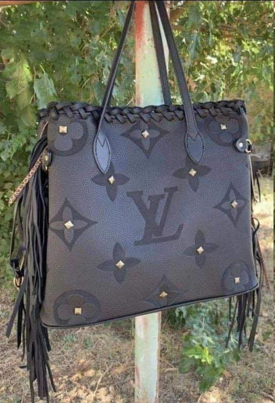 Black L.V. Fringe Bag